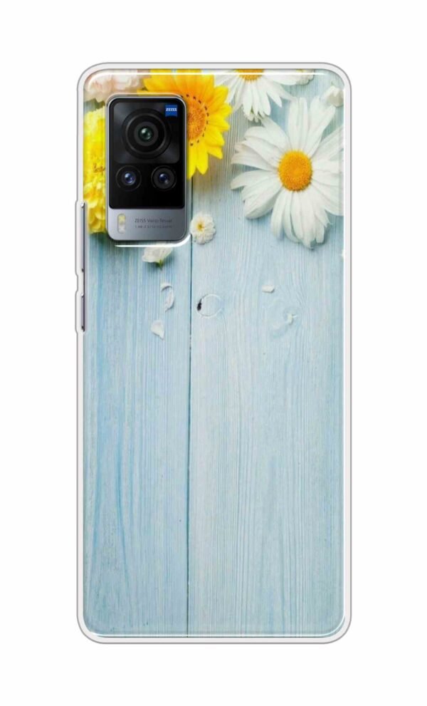 Flowers on Blue Back Case For Vivo X60 Pro