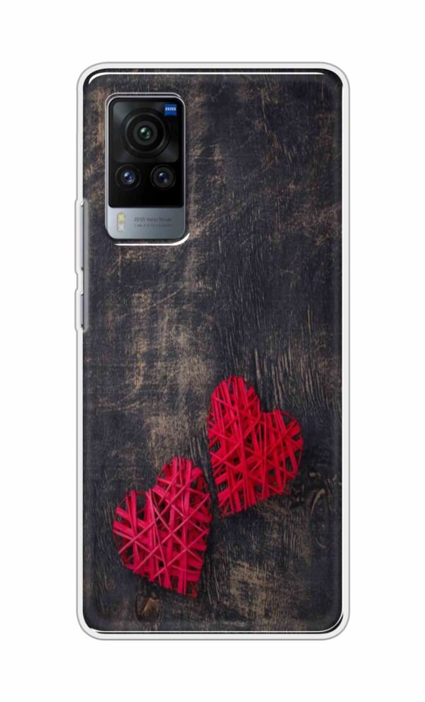 Heart with Wooden Background Back Case For Vivo X60 Pro