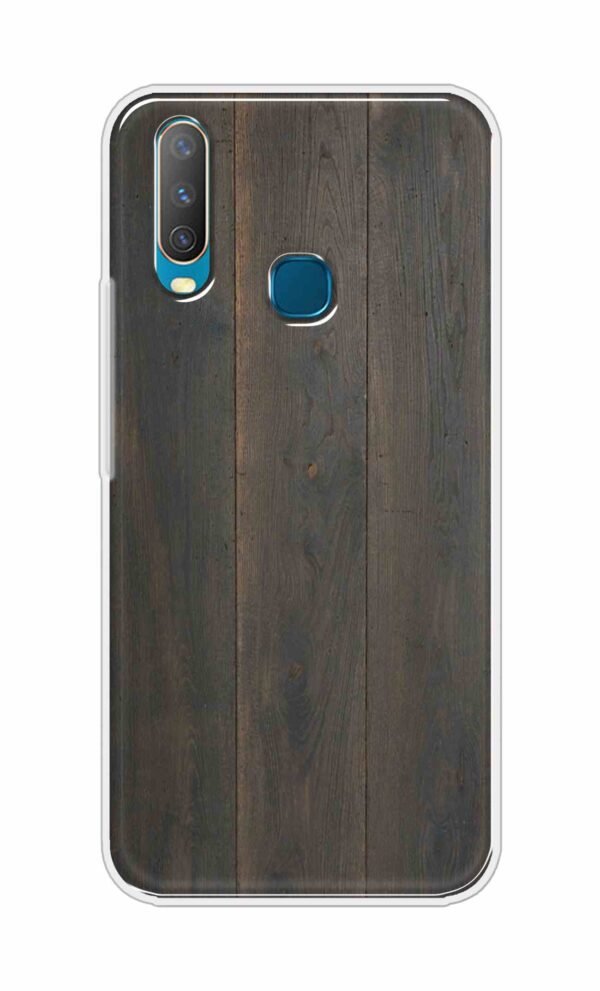 Blackish Wooden Texture Back Case For Vivo Y17