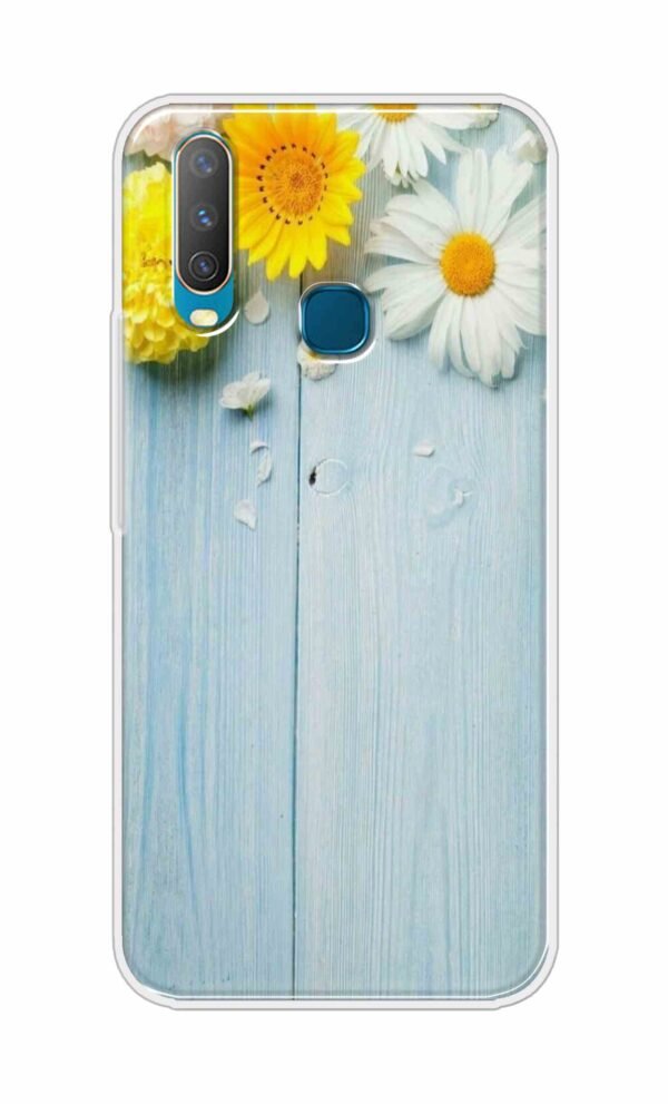 Flowers on Blue Back Case For Vivo Y17