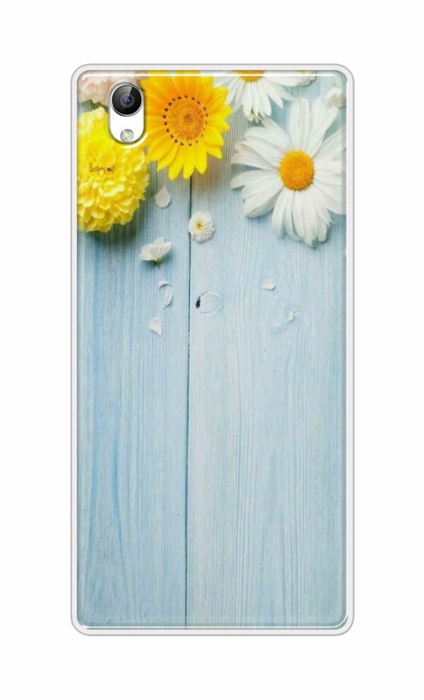 Flowers on Blue Back Case For Vivo Y51