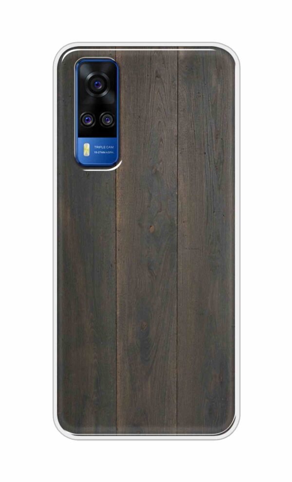 Blackish Wooden Texture Back Case For Vivo Y51 2020