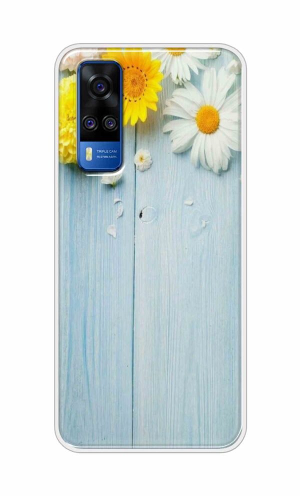 Flowers on Blue Back Case For Vivo Y51 2020