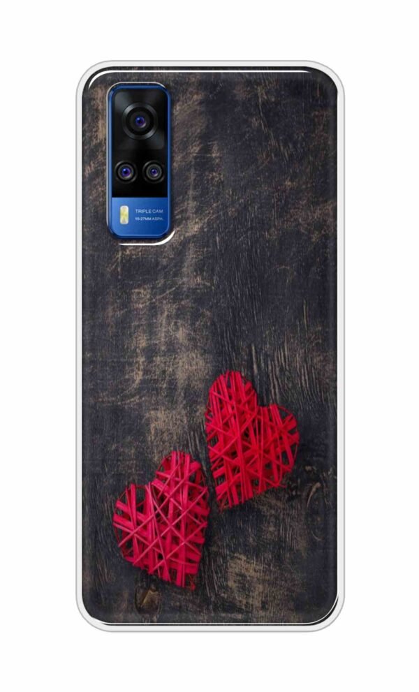 Heart with Wooden Background Back Case For Vivo Y51 2020