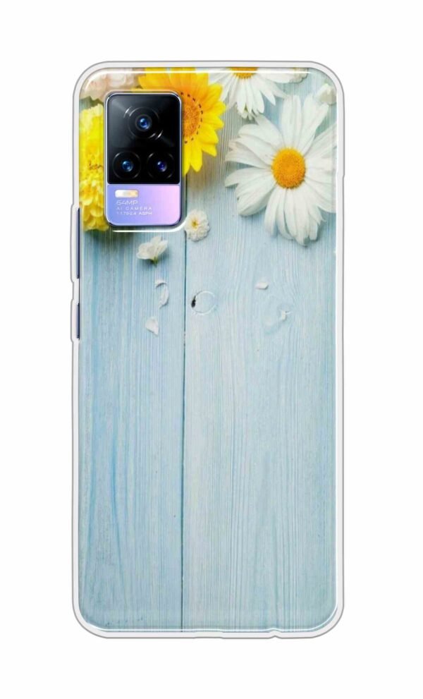 Flowers on Blue Back Case For Vivo Y73