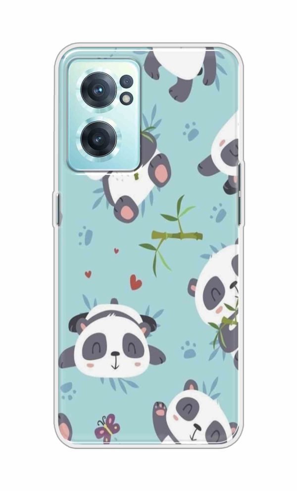 Pandas with Blue Background Back Case For OnePlus Nord CE 2 5G