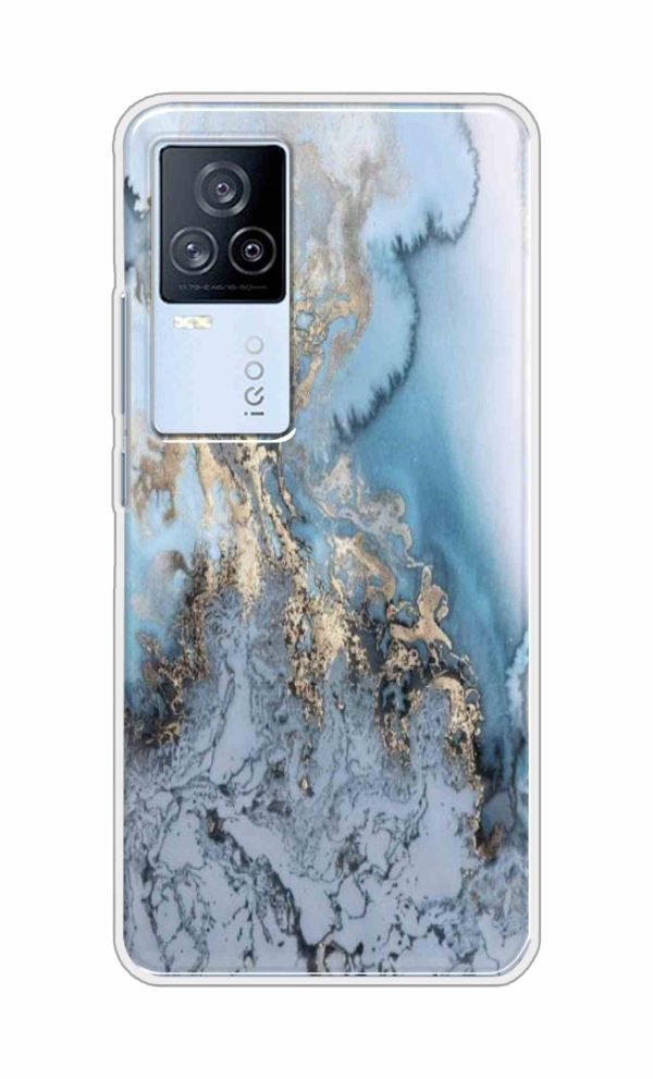 Marble Print Waves Back Case For iQOO 7